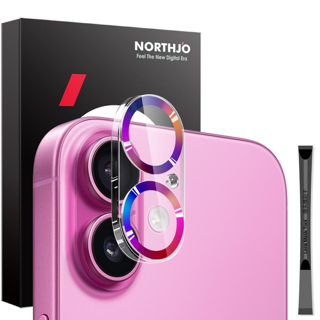NORTHJO For iPhone 16/16 Plus Camera Lens Protector 3D CD Veins Integrated Clear Camera Lens Film