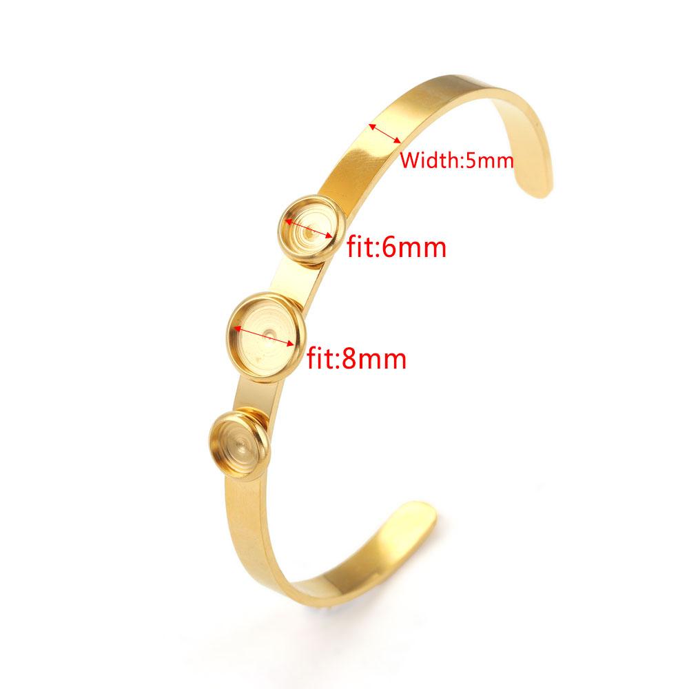 2 Stück Verstellbare Edelstahl Goldplattierte Armbänder Schmuckzubehör Passend für 12mm Cabochon Basis DIY Armband zur Schmuckherstellung