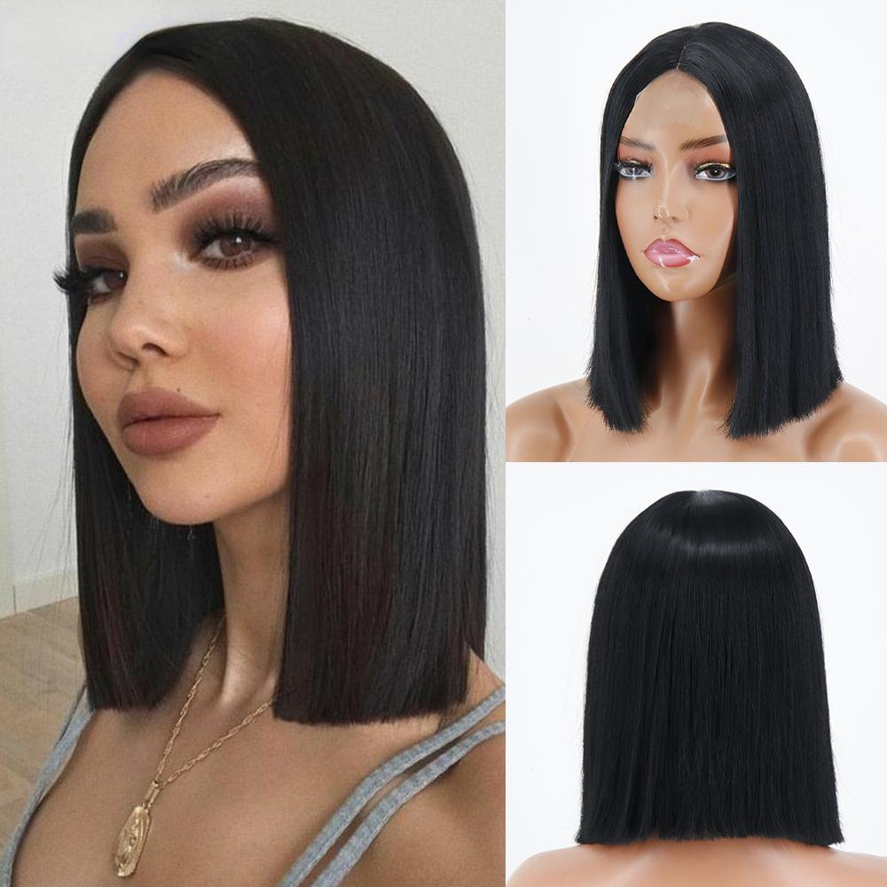 

MERISIHAIR женский модный светло-русый парик длиной до плеч без челки, кружевной передний парик из синтетического волокна, короткий прямой парик для женщин 12inches