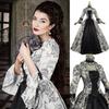Dámské kulatý výstřih dlouhý rukáv zvonový rukáv přiléhavé nastavitelný pas elegantní midi společenské šaty vintage viktoriánské šaty