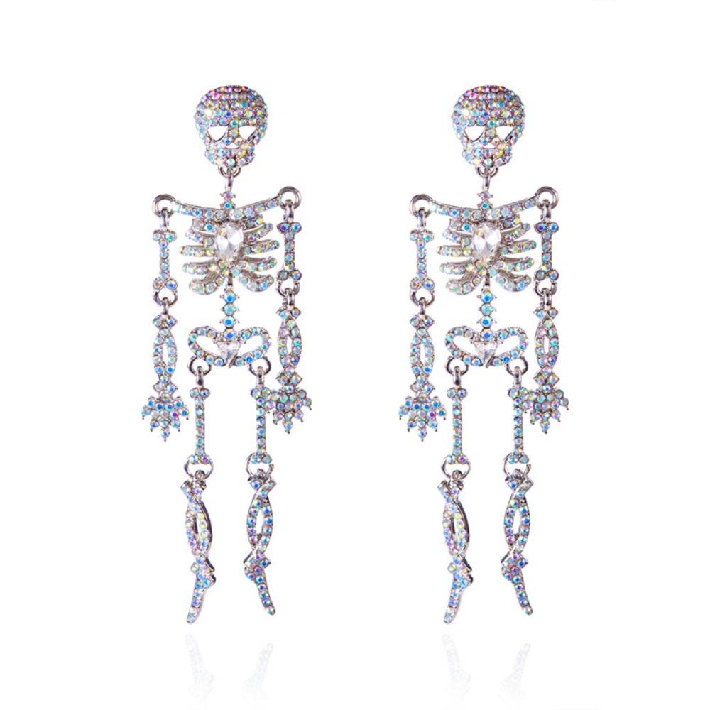 Punk Style Skeleton Pendant Earrings Shiny Halloween Party Jewelry  Festival Jewelry