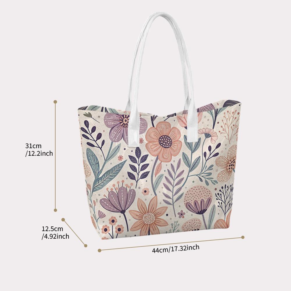 Boho Floral Print Tote Bag Casual Ladies Daily Outdoor Handbag Lightweight Women Fashion Shopping Carry Bag