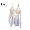 Ear Studs 1 Pair Hook Earrings Bohemian Oil Drip Geometric Rectangle Pendant Temperament Decoration Elegant Artificial Feather Tassel Dangle