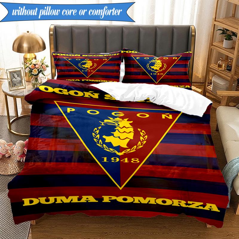 3PCS Pogoń Football Crest Bedding Set 2D Printing (Includes 1 Duvet Cover + 2 Pillowcases Coreless), Bedroom decor,Fan gift