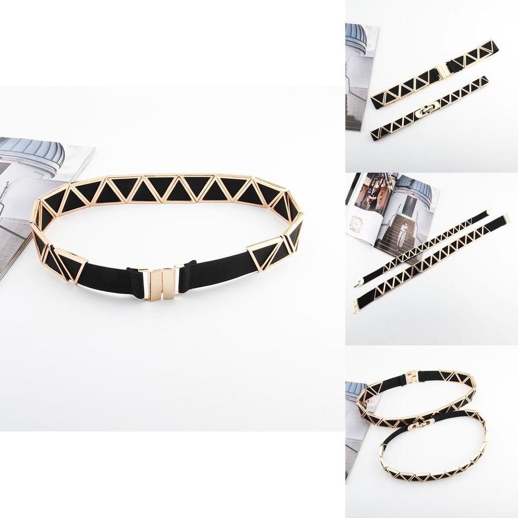 Fashion Metal Triangle Splicing Design Women Slim Waist Belt For Long Dress And Special Occasions