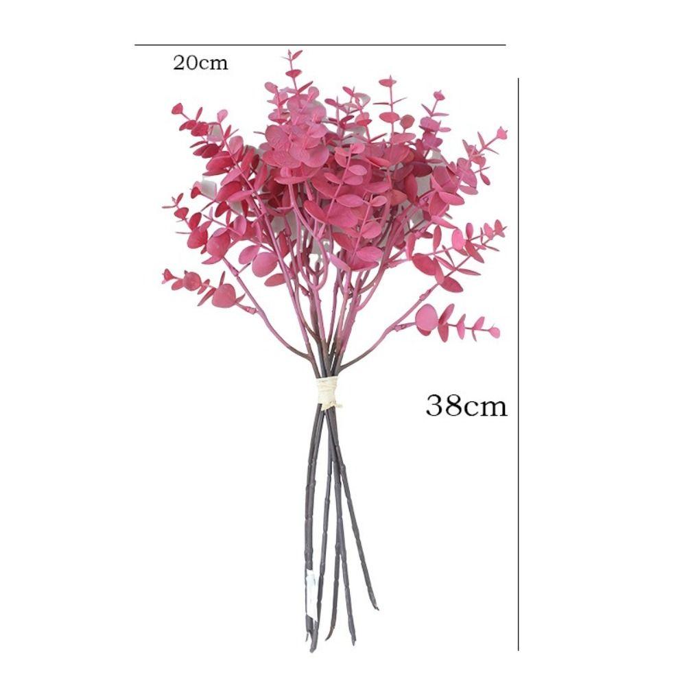 Plastic Material Artificial Eucalyptus Leaves Leaf Stems Fake Flowers Simulated Eucalyptus Flowers 6 Pieces Lot Bouquet Leaves