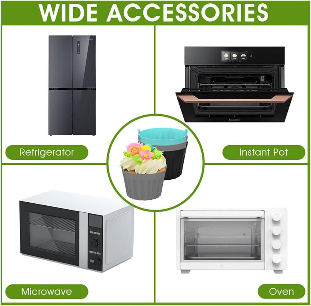 Air Fryer Silicone Cake Mold Reusable Non-stick Baking Mold Suitable for Egg Tarts Desserts Poachers Muffin Boxes Muffin Trays