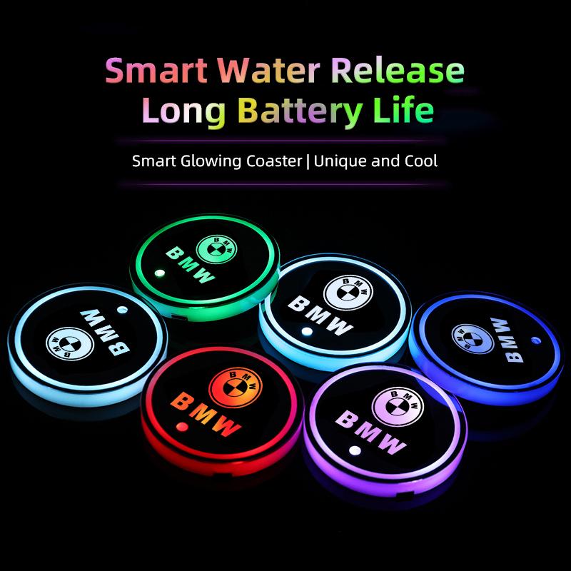 BERV3 Car Smart Illuminated Coaster Water Cup Bottle Holder Anti-slip Pad Auto StickeFor BMW X1 X2 X3 X5 X4 X6 X7 iX3 F20 F10 F07 E70