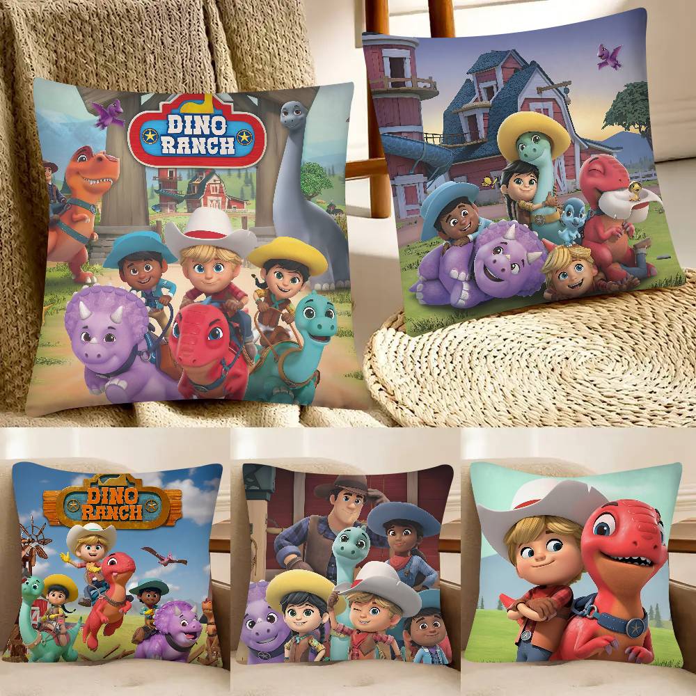 Dino Ranch Pillow Case Fashion Square Pillowcase Bedroom Sofa Room Ins Decoration Leisure