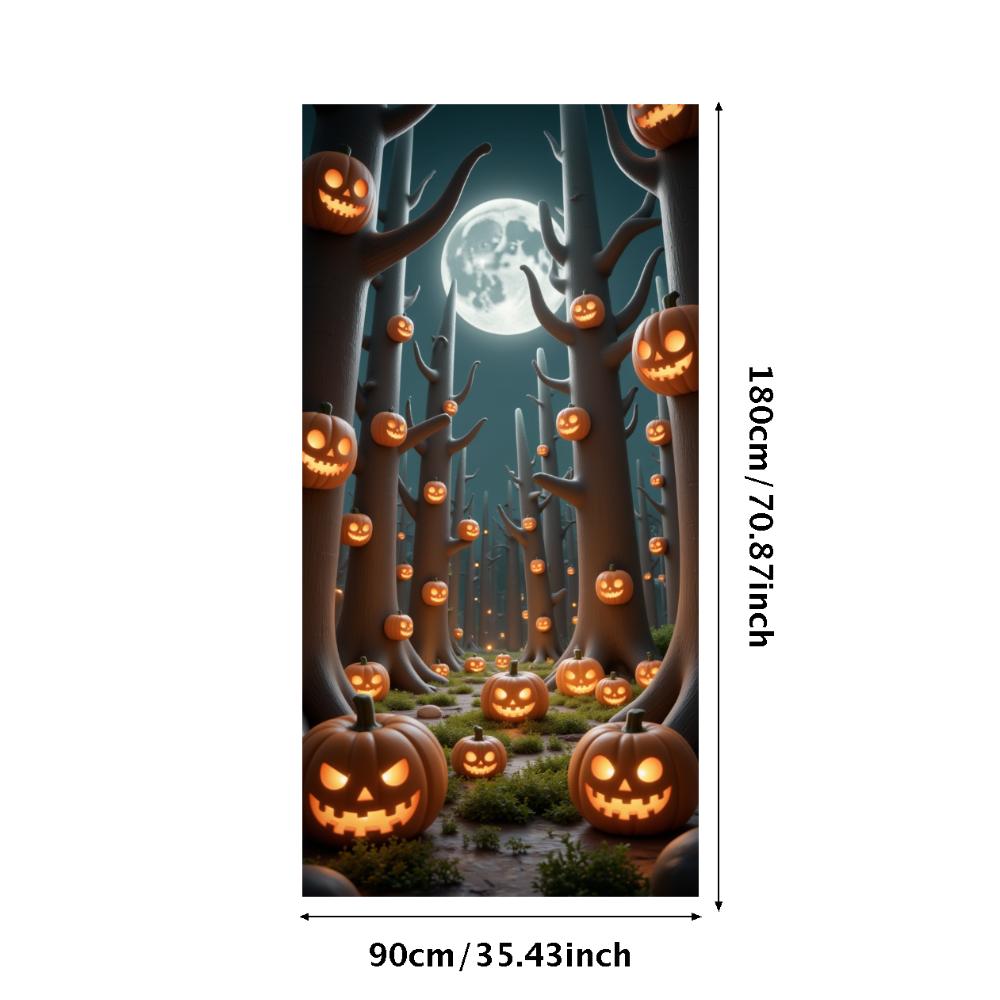 Jack O Lantern Banner Starry Sky Forest Theme Banner Pumpkin Banner Halloween Theme Spooky Decoration For Autumn Celebration