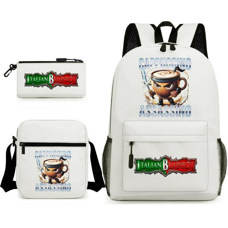 Cartoon abstract Shanhaijing primary school students and teenagers backpack schoolbag tongtongsahur three-piece set L