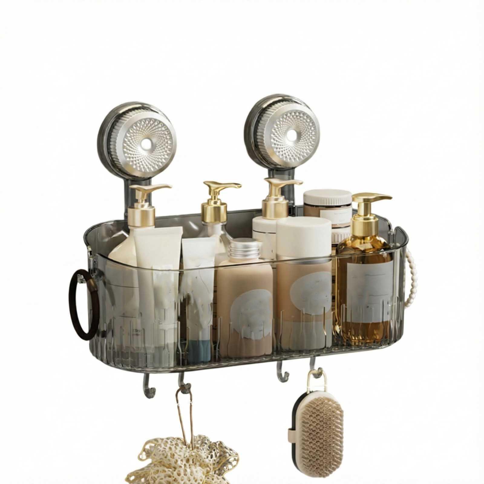 

Sucker Shelf No-Drill Wall-Mounted Bathroom Storage Box One Size світло-сірий колір