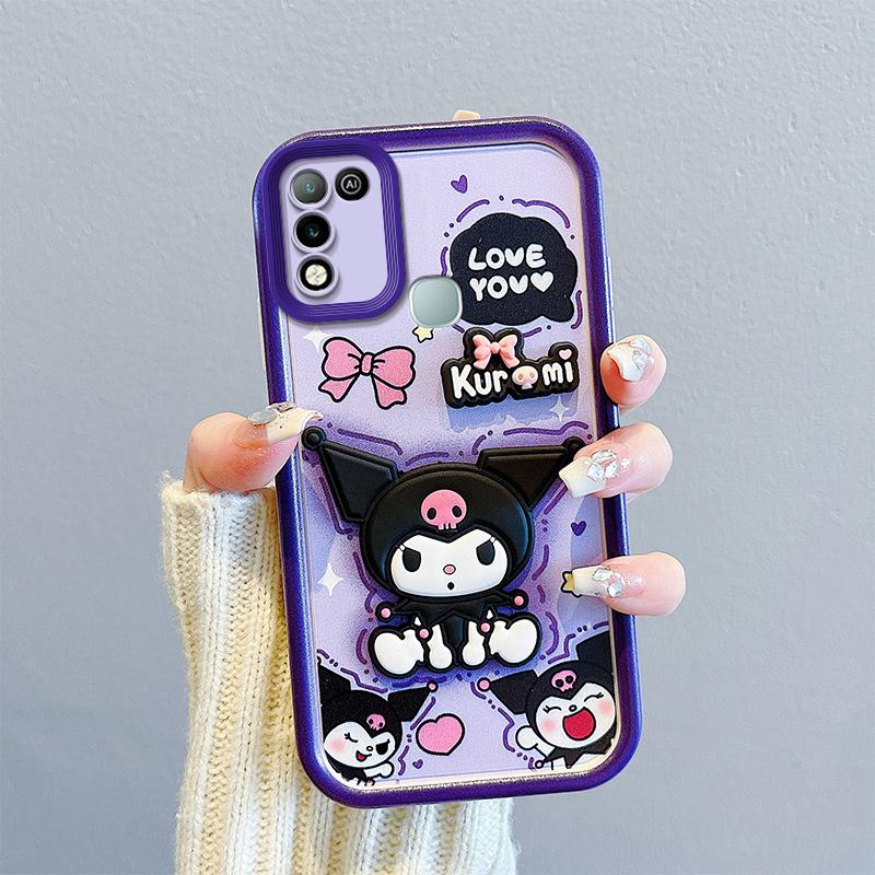 KEYSION Shockproof Case for Infinix Hot 11 Play with Lanyard Silicone Cute 3D Cartoon Doll Phone Cover for Infinix Hot 9 10 Play