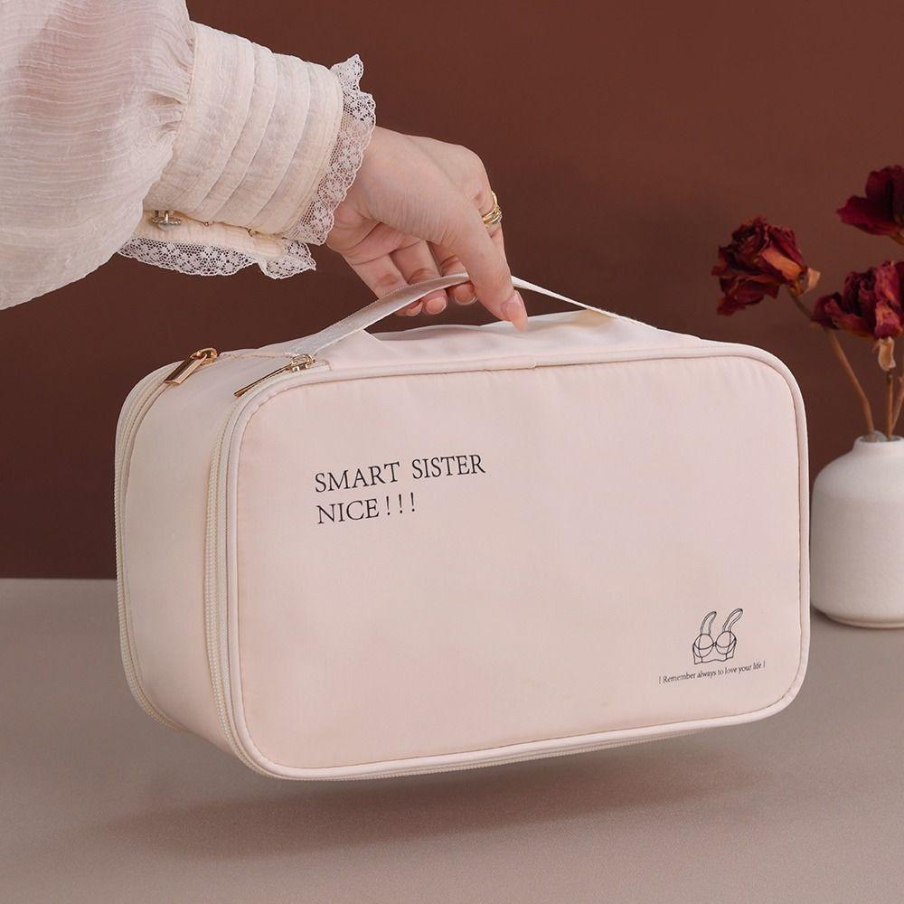 Large Capacity Underwear Storage Bag Reusable Double-deck Travel Bra Organizer Dustproof Space Saving Cosmetics Clothes Pouch