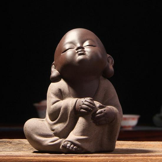 Colorful Zisha Little Monk Buddha Tea Pet - Handmade Decorative Tea Set Accessory