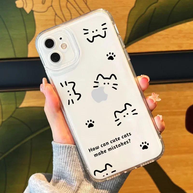 

Simple Cat Dog Clear Phone Case For Samsung Galaxy S25 S24 S23 S22 Plus Ultra Covers S25+ S23+ S22+ S24+ Cartoon Shell Fundas Galaxy S23