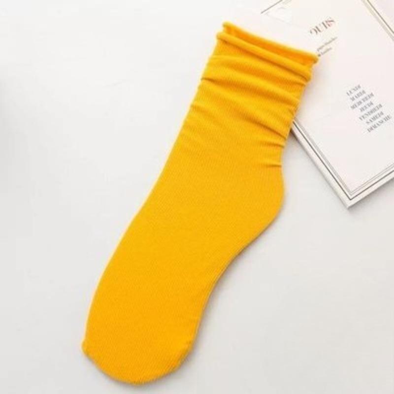 Female Spring and Summer Thin Pure Color Cool Breathable Comfortable Tube Stack Socks