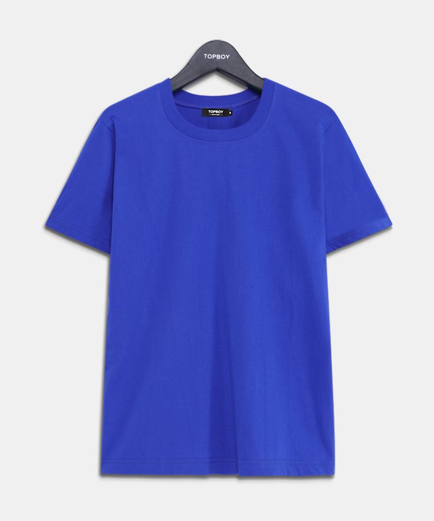 TOPBOY Basic Standard Fit Combed Cotton 30-Count Short Sleeve T-Shirt Cobalt