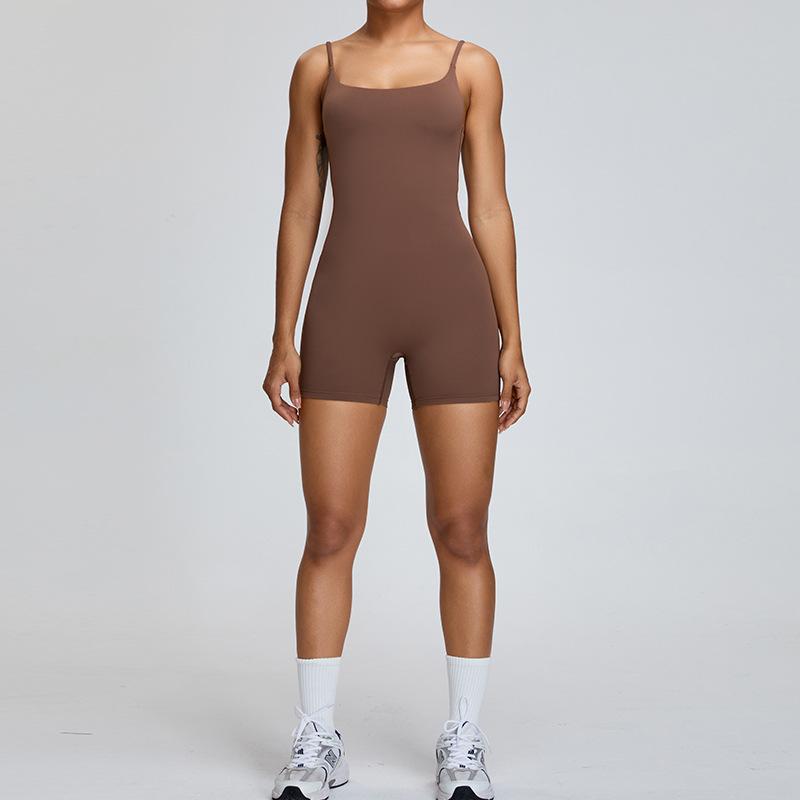 New Nude Camisole Jumpsuit Yoga Women'S Dance Fitness Jumpsuit Tight Back Sports Jumpsuit