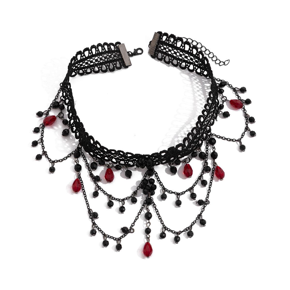 

Ladies Gorgeous Black Color Lace Beads Choker Necklace Beach Travel Holiday Fashion Classic Personalized Jewelry Evening D