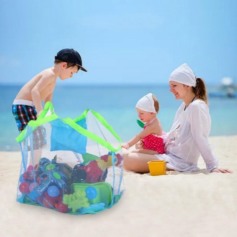 Outdoor Große Kapazität Faltbare Tragbare Strand-Netztasche Kinder Strandspielzeug Kleidung Reise Verschiedenes Aufbewahrungstasche Organizer