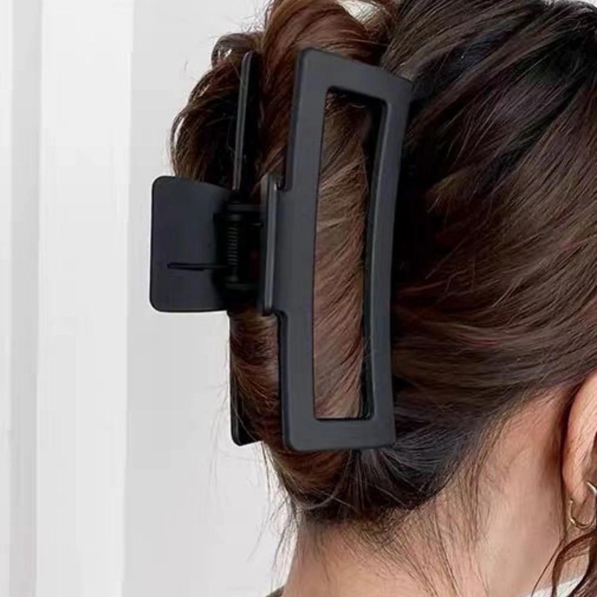 

5.11 Large Square Hair Claws Matte Frosted Textured Plastic Solid Barrette Clips For Thick Long Hair Women Hair Accessories