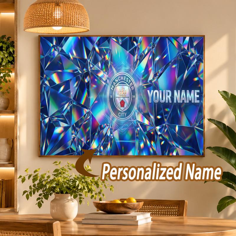 Custom Name Manchester City 5D Diamond Painting Personalized Full Drill Diamond Art Kit Gift
