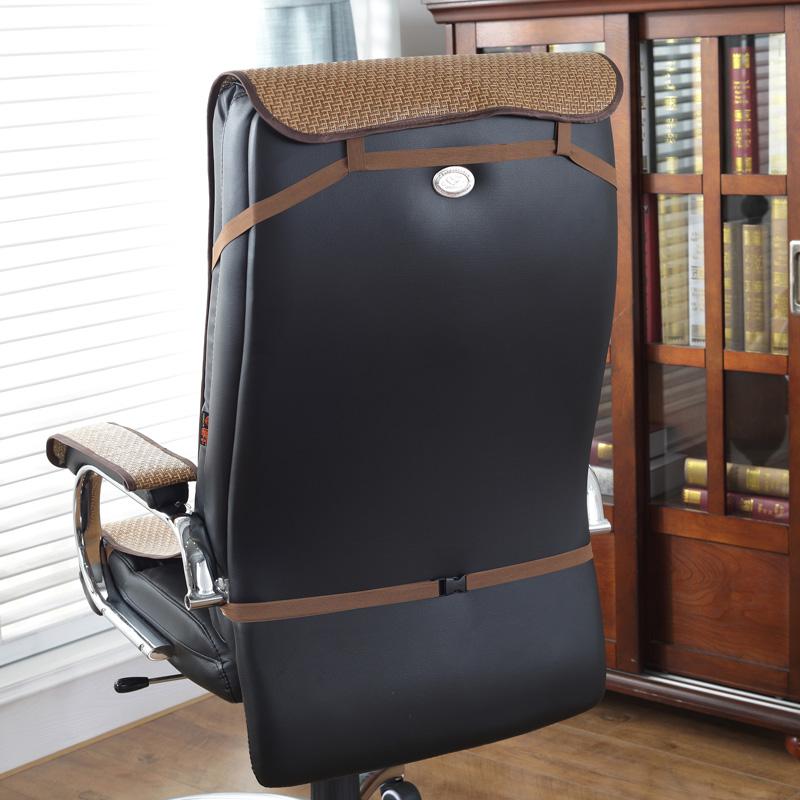 Summer Mat Seat Cushion and Backrest Integrated, Office Computer Chair Breathable Bamboo Seat Cushion Boss Backrest Cool Cushion