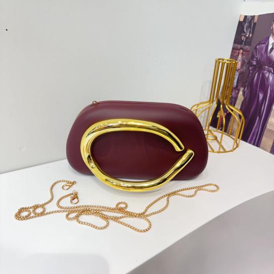 Geantă de mână tip clutch acrilic pentru femei, clutch rotund cu curea detașabilă, de seară