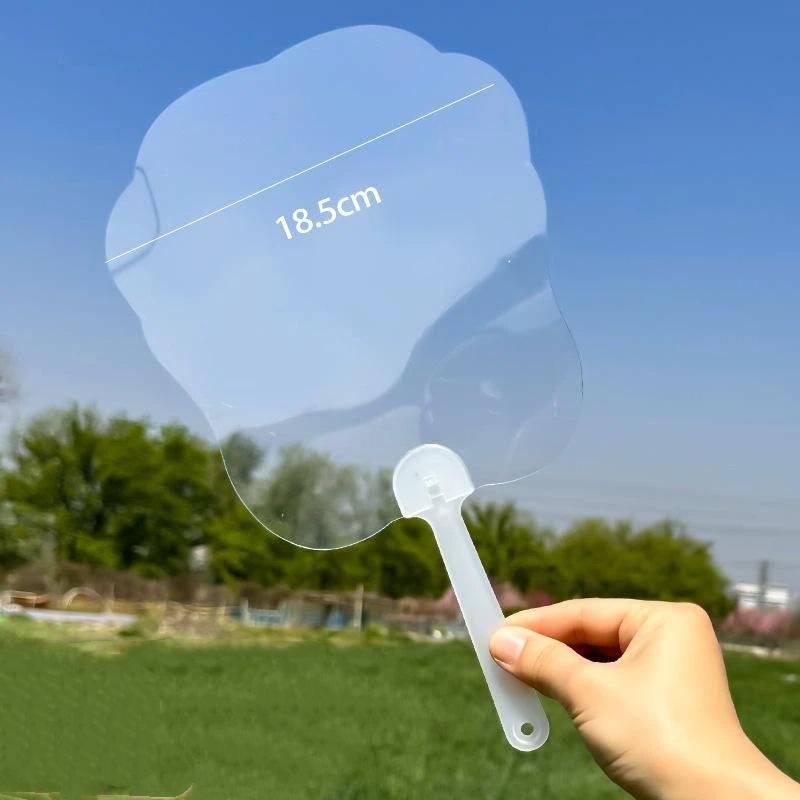 5Pcs Plastics Transparent Blank Fan Children Diy Stage Performance Hand Fan Decor For Diy Craft Make Hand Graffiti Fan
