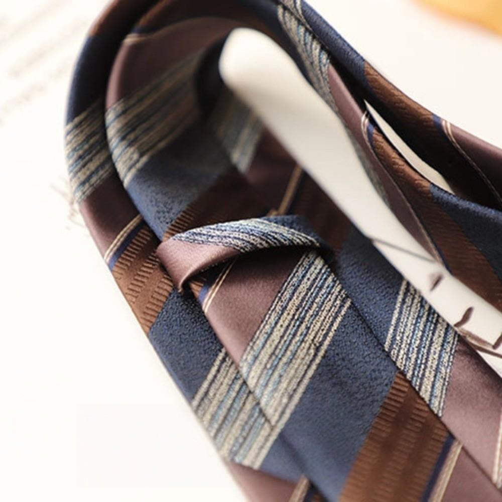 2-Piece Set Narrow Neck Tie Set 8cm Suit Pocket Square Elegant Look Striped Neckties Wedding Attire