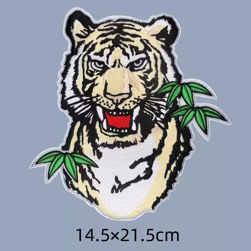 Tiger Head Embroidery Patch - Fashionable Large Applique for Coat Back Repair
