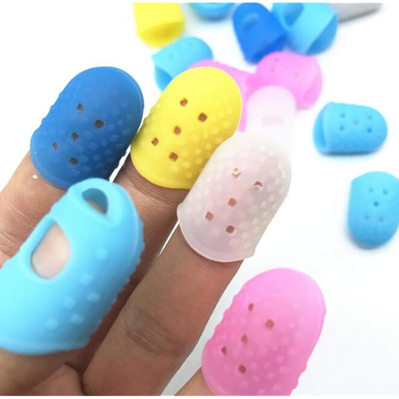 HJ Finger Cot Guitar Silicon Finger Sleeve Fingertip Protection Stringed Instruments For Practice (L, 30pcs)