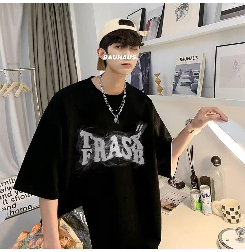 Men's Summer Trendy American-European Loose Fit Graphic T-Shirt, Plus Size Available