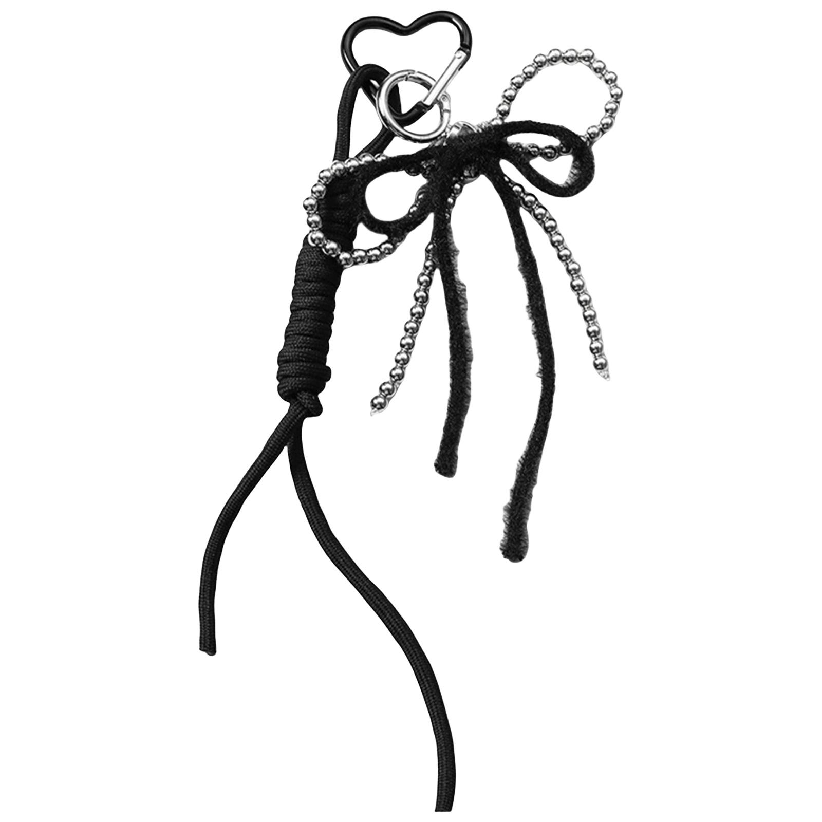 

Искусственный жемчуг, пряжа, бантик, брелок, подвеска для сумки, красочный брелок-шарм, украшение для сумки для модных женщин и подростков чёрный