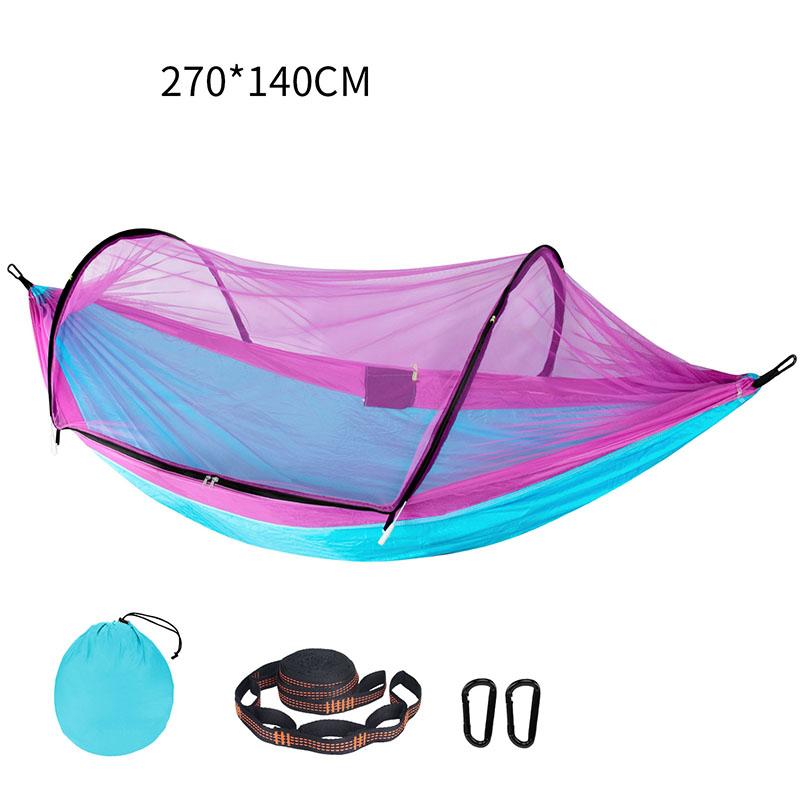 

Гамак с москитной сеткой, конструкция против перекатывания, одноместный, двухместный, походная кровать, быстрая установка, нейлон, портативный, уличные качели для семьи 270*140cm
