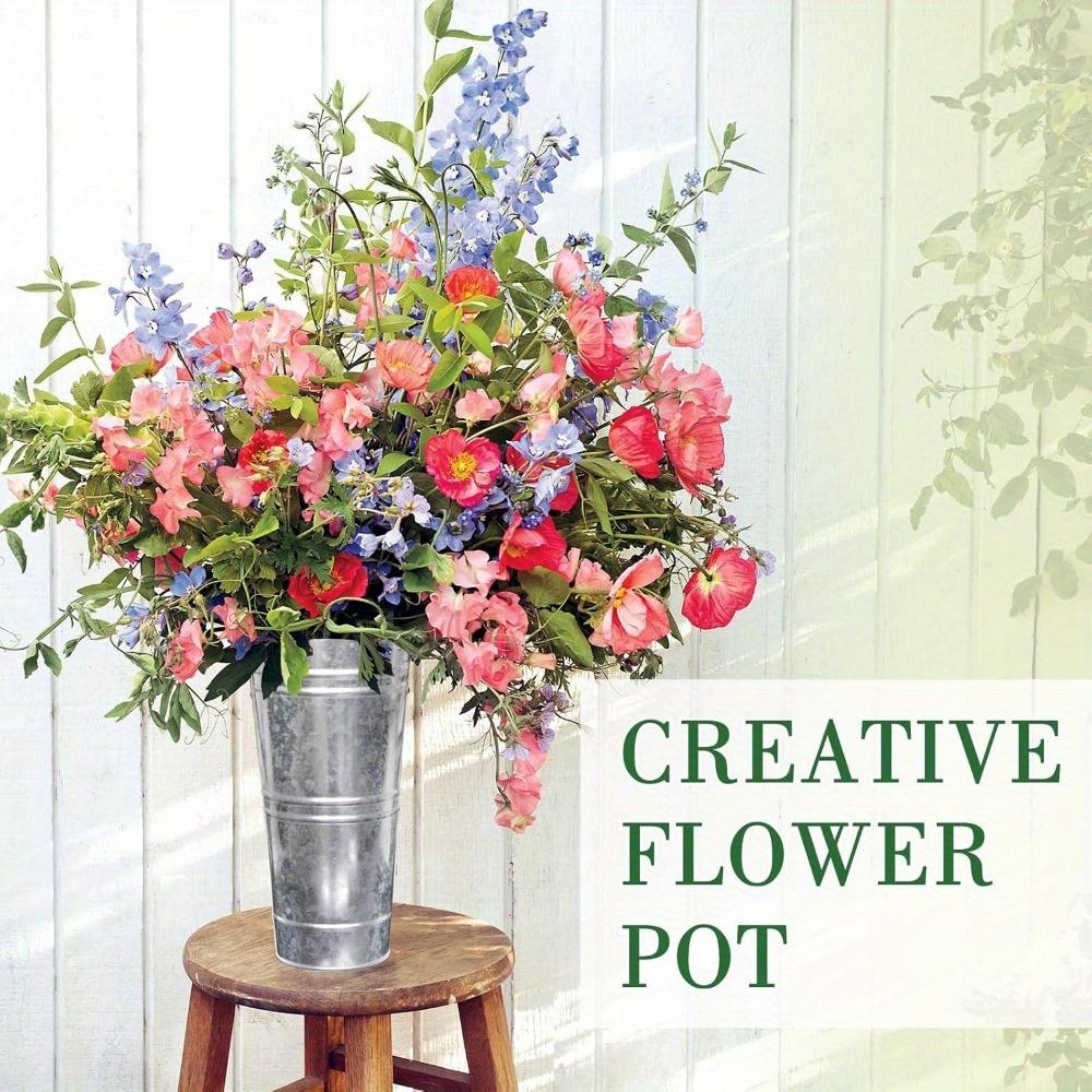 8 buc Vaze Găleți Metalice Galvanizate, 9 Inch Găleți de Flori Fermă Franceză Ghivece cu Mânere