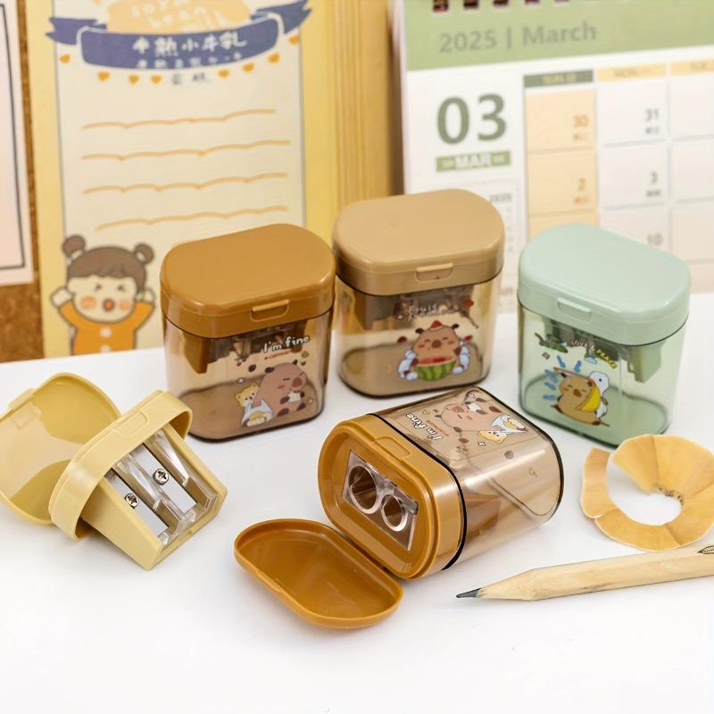 6Pcs Cartoon Pencil Sharpeners, Dual Hole for Thick & Thin Pencils, Cute Stationery & Nice Gift