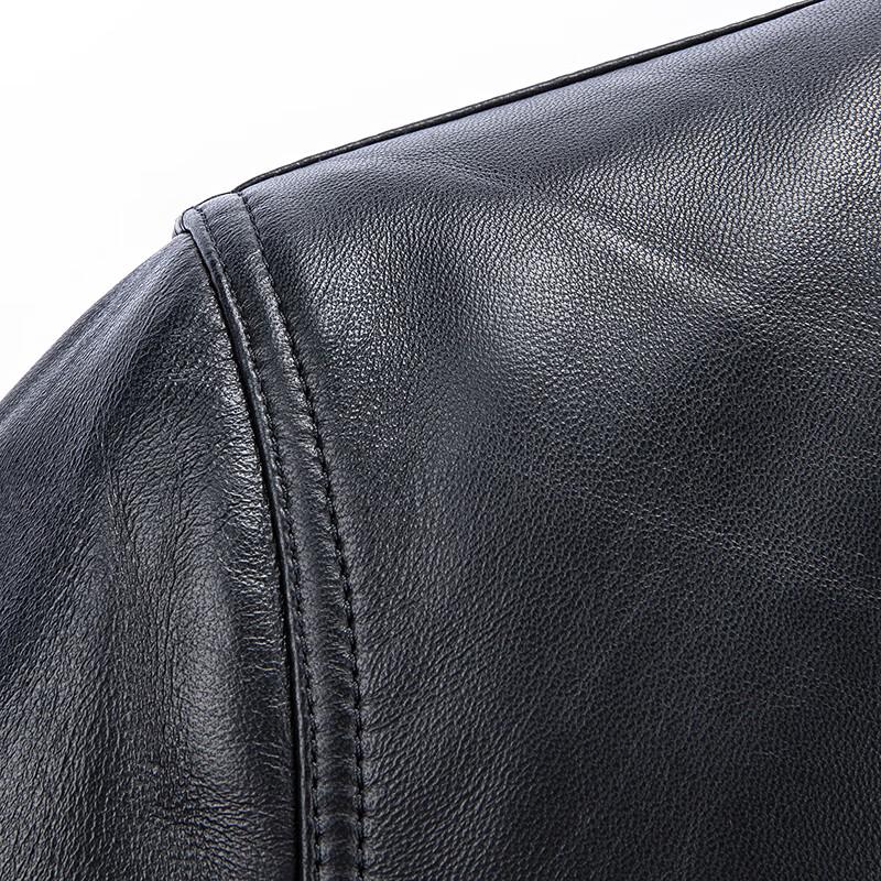 FAPAI Men's First Layer Sheepskin Lapel Leather Jacket