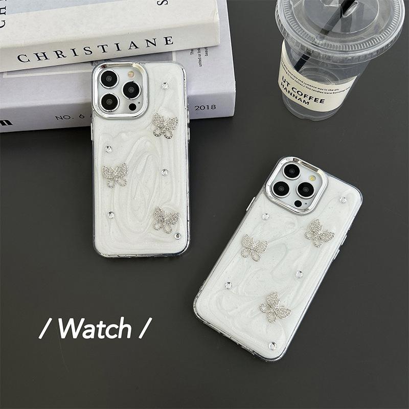 Rhinestone Butterfly Phone Case for IPhone15Promax Epoxy Glitter for Apple 1716 Women's Light Luxury