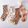5 Pairs of Fashionable Harajuku Retro Palace Style Women's Socks With Novel Ethnic Print Cute Three-Dimensional Relief Socks