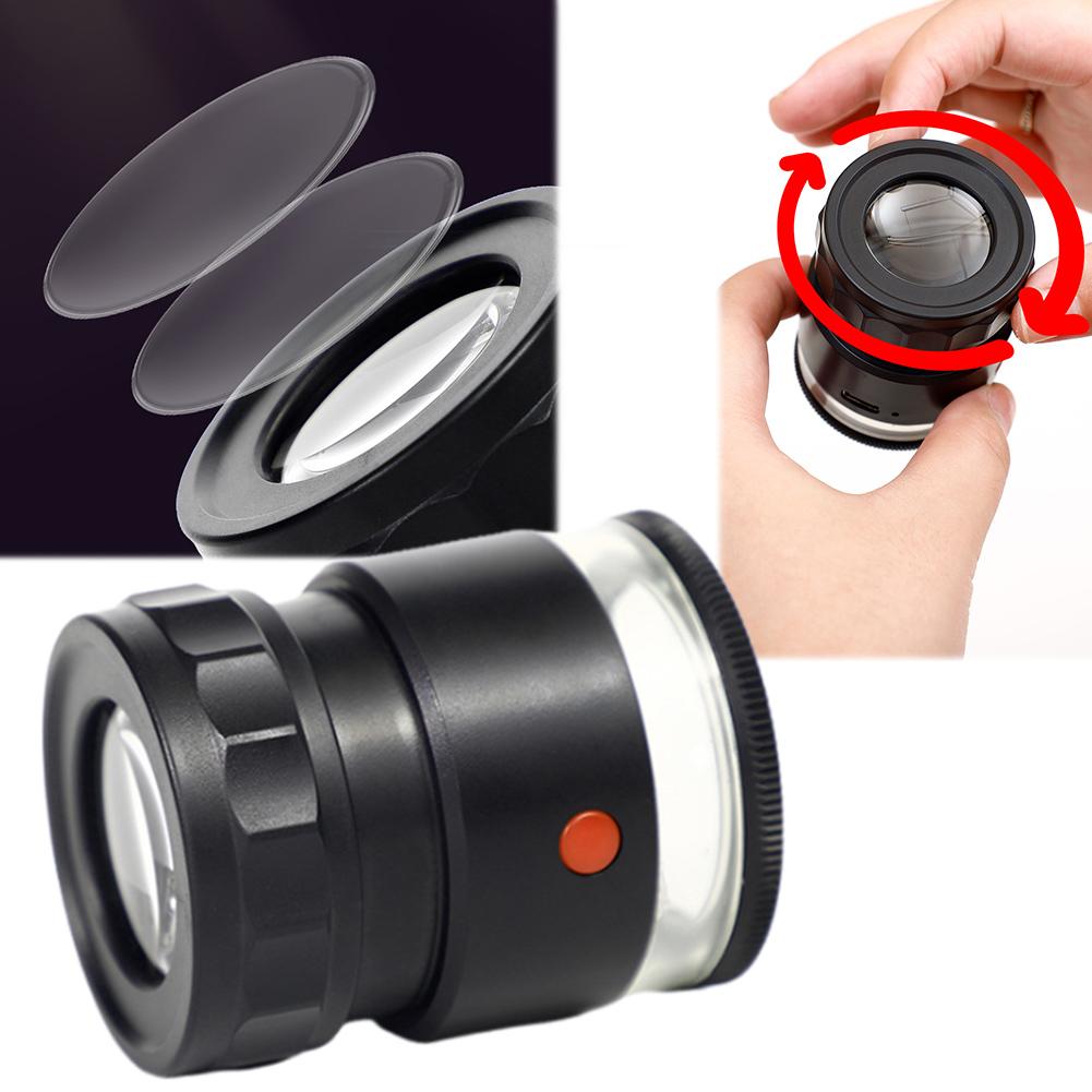 

10X Cylinder Magnifier Auto Focus LED Luminous UV Illuminated Magnifying Glass for Jewellery Textile Coins Stamp Plate Gemstones China Mainland