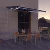 Retractable Awning with Wind Sensor & LED Lights 500 X 300 Cm Blue and White