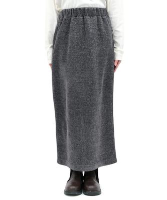 Titicaca Sparkly Mohair Skirt with Elastic Narrow Long Charcoal Free OWJBD963 Orale! Knit-Like Waist, Slit, Skirt, Glitter, Women's, Gray, Size,