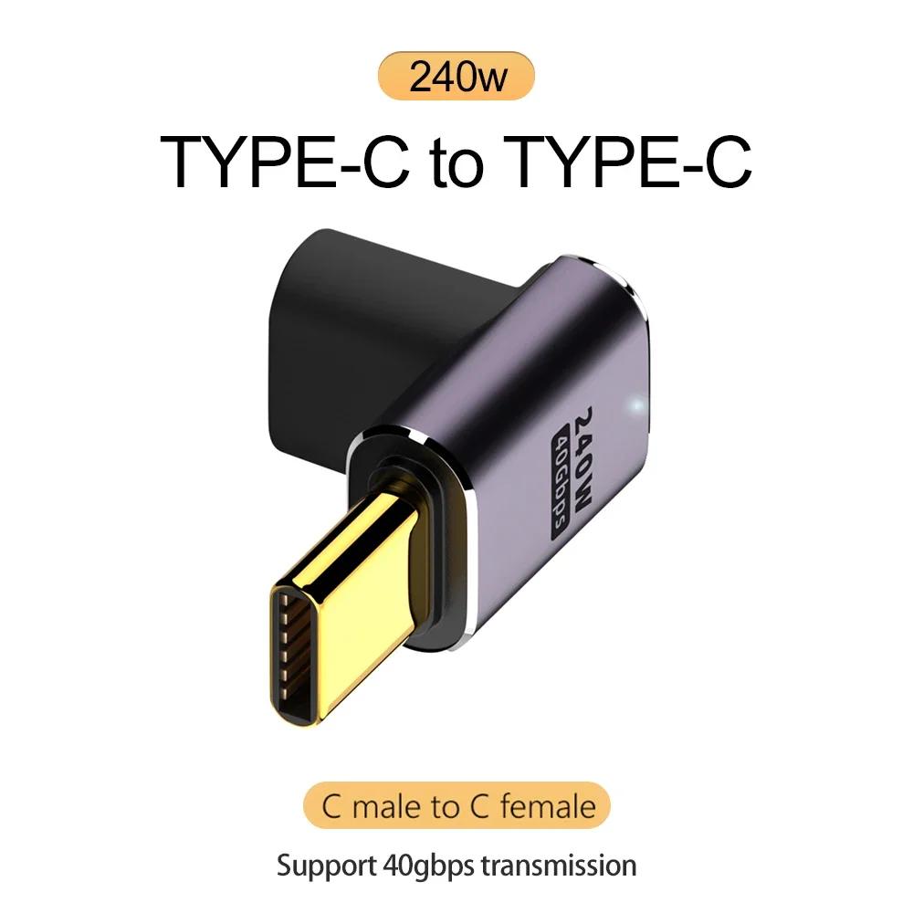 8K 60Hz  USB 4.0 PD 240WCharger Connector for Macbook 40Gbps High Speed USB C OTG U-Shape Straight Angle Male To Female Adapter