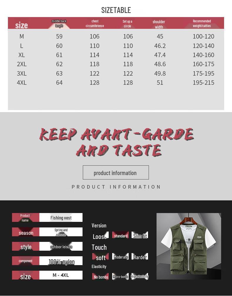 JEEP SPIRIT Men's Fishing Photography Vest