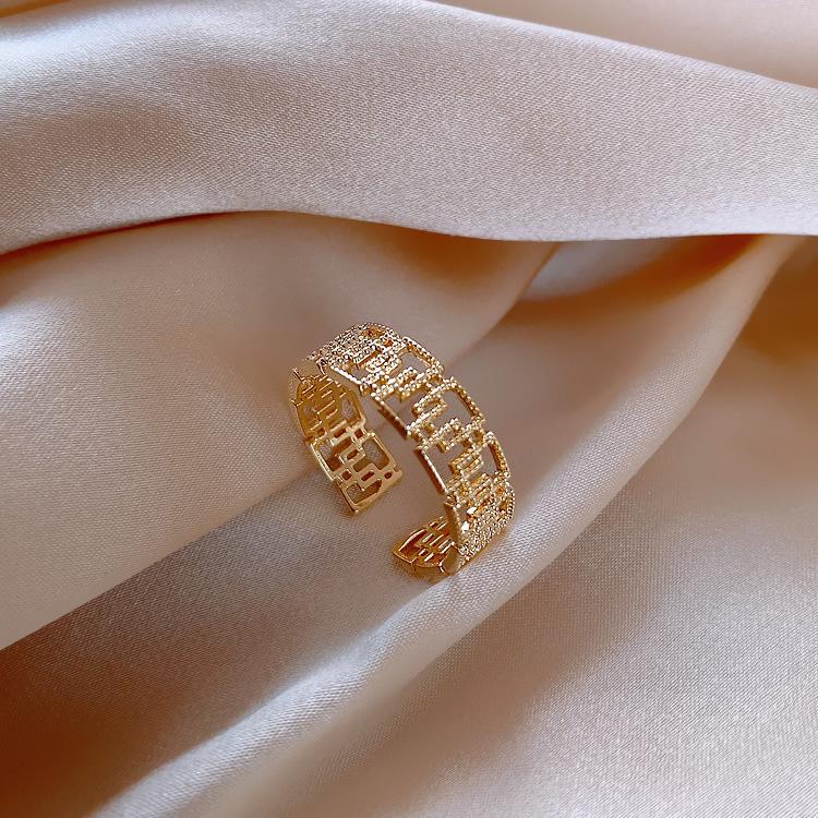 Vintage Palast Blumenring Diamantstil Leichter Luxus Premium Zeigefinger Schmuck