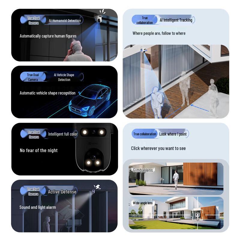 Telecamera di Sicurezza PTZ AI Ezviz H9c da Esterno 4G a Doppia Lente 5MP (Versione NC)