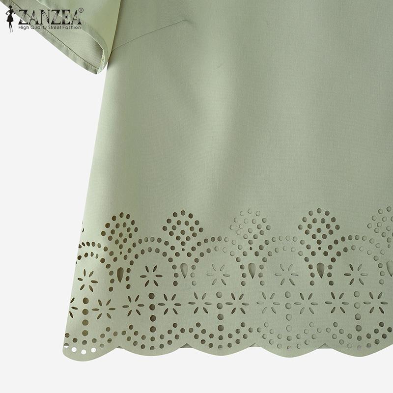 ZANZEA Women Casual Round Neck Solid Color Short Sleeve T-Shirt