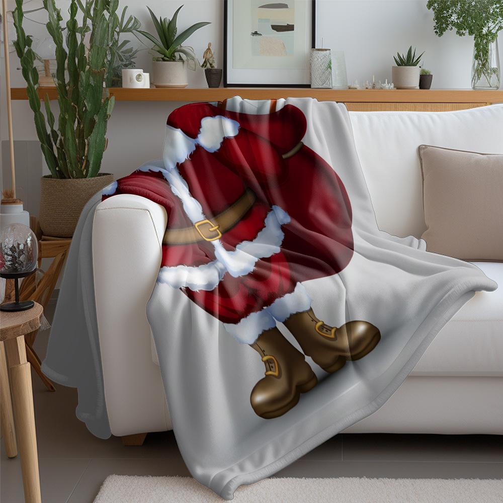 TU Fluffy Santa Blanket Cozy Throw Sherpa Fleece Navidad Christmas Gift Festive Holiday Decor Warm Soft Bedspread Home Decor